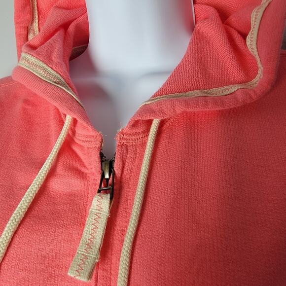 L.L.Bean Women’s Petite Small Hoodie Coral Pink Zip Up 100% Organic Cotton - Picture 2 of 10